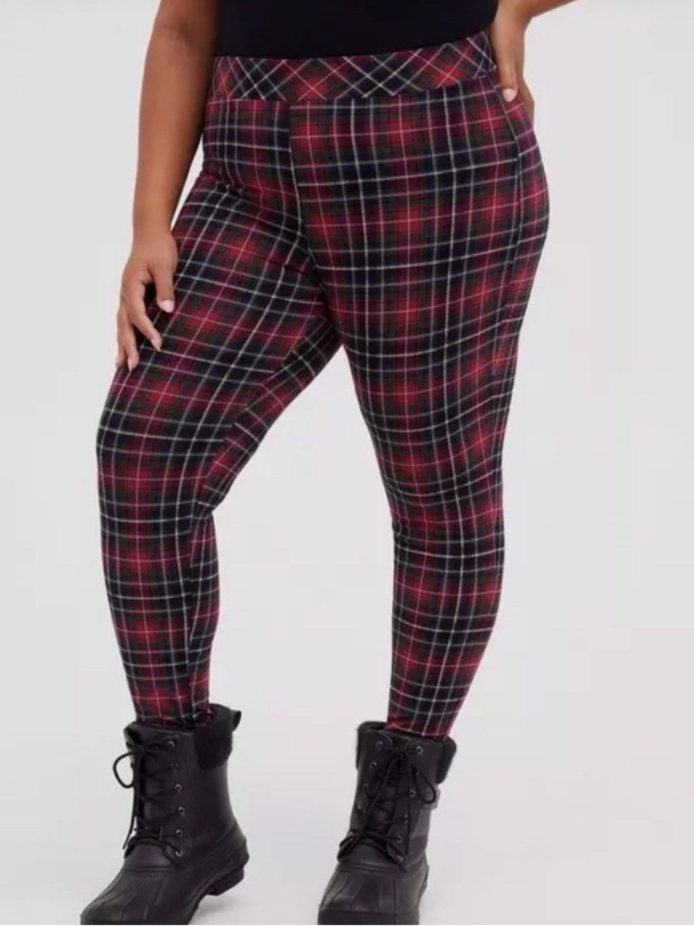 Torrid Women’s Red & Black Plaid Ankle Leggings, Sz 1 Or 1X Comfort Waistband